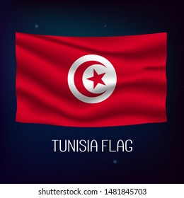Tunisia flag waving with the wind, 3D illustration - Vector