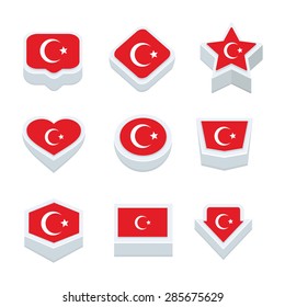 tunisia flags icons and button set nine styles