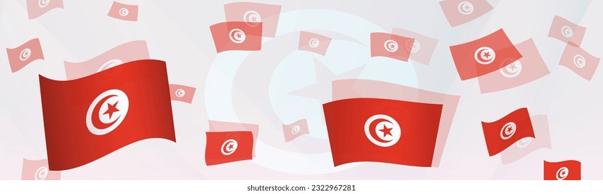 Tunisia flag-themed abstract design on a banner. Abstract background design with National flags. Vector illustration.