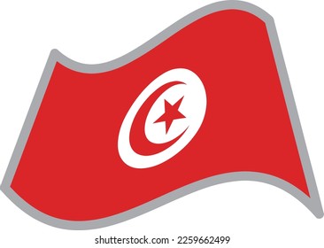 Tunisia fluttering national flag illustration vector material