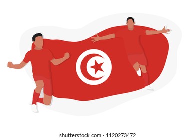 Tunisia football team player celebration 2018 championship vector illustration soccer