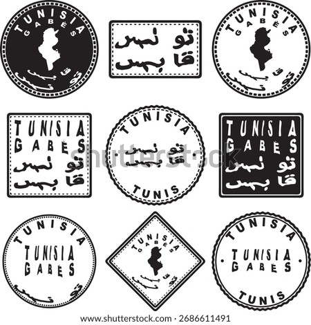 Tunisia Gabes Round Seal Map Design