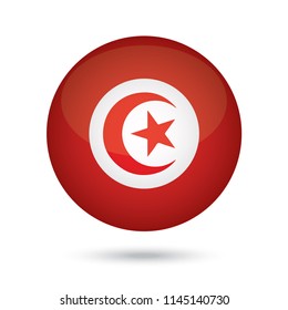 Tunisia glossy round button. Vector Illustration EPS10.