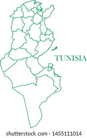 Tunisia green line map vector