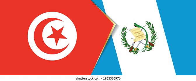 Tunisia and Guatemala flags, two vector flags symbol of relationship or confrontation.