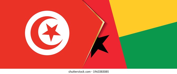 Tunisia and Guinea-Bissau flags, two vector flags symbol of relationship or confrontation.