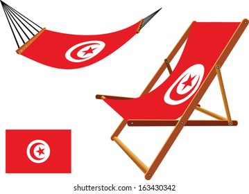 tunisia hammock and deck chair set against white background, abstract vector art illustration