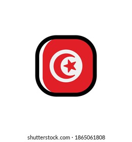 Tunisia Icon, National Flag Square Symbol.