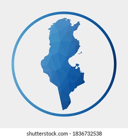 Tunisia icon. Polygonal map of the country in gradient ring. Round low poly Tunisia sign. Vector illustration.