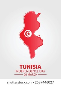 Tunisia Independence Day 20 March flag map vector poster