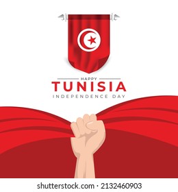 Tunisia independence day banner design template. Tunisia flag national day celebrations