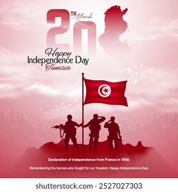 Tunisia Independence Day celebration greeting card design for social media post