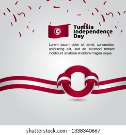 Tunisia Independence Day Flag Vector Template Design Illustration