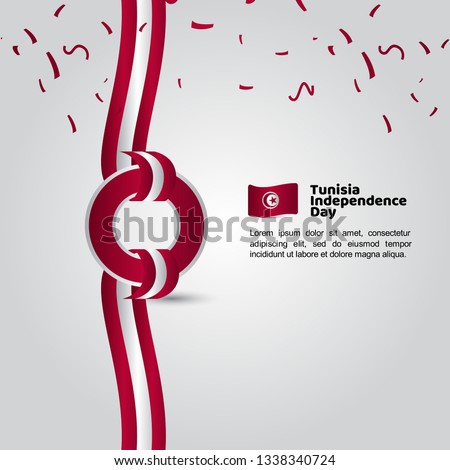 Tunisia Independence Day Flag Vector Template Design Illustration