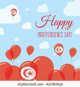 Tunisia Independence Day Flat Patriotic Design. Tunisian Flag Balloons. Happy National Day Tunisia Vector Patriotic Design. Celebration Balloons Patriotic Design.