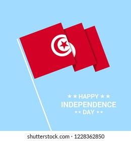 Tunisia Independence day typographic design with flag vector