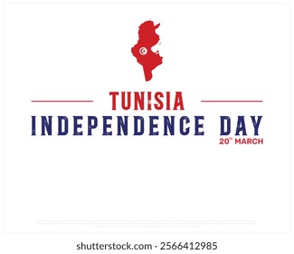 TUNISIA Independence Day vector design on a white background with map flag, Typographic Design of TUNISIA Independence Day, Map of TUNISIA, Vector design of Tunisia national day