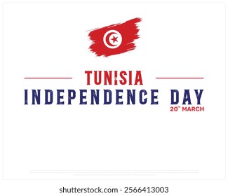 TUNISIA Independence Day vector design on a white background with brush flag, Typographic Design of TUNISIA Independence Day, Brush Flag of TUNISIA, Vector design of Tunisia national day