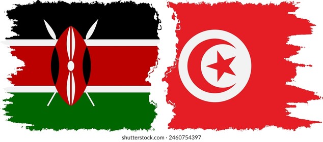 Tunisia and Kenya grunge flags connection, vector