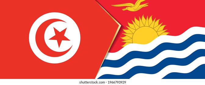 Tunisia and Kiribati flags, two vector flags symbol of relationship or confrontation.