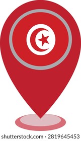 The Tunisia location symbol flag vector and illustration with the transparent background 