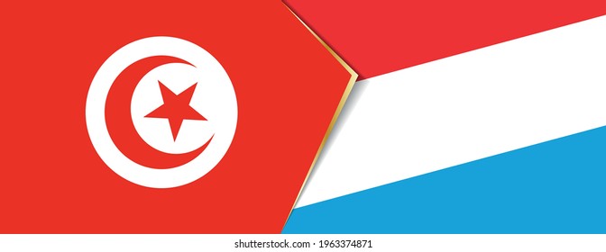 Tunisia and Luxembourg flags, two vector flags symbol of relationship or confrontation.