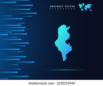 Tunisia map with abstract blue background technology.