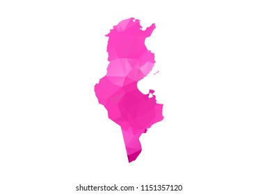 tunisia Map - Abstract geometric rumpled triangular low poly style gradient graphic on white background , line dots polygonal design for your. Vector illustration