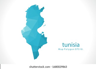 mapa de Túnez Resumen geométrico triangular degradado triangular de bajo nivel de polo gráfico sobre fondo blanco
