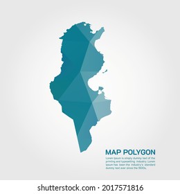Mapa de Túnez Resumen Gradiente de gradiente de estilo triangular bajo de polo geométrico ruboreado sobre fondo blanco