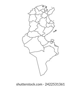 Tunisia map with administrative divisions. Vector illustration.