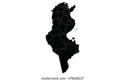 Tunisia map black color
