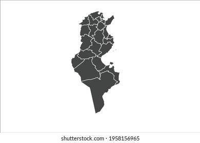 Tunisia Map black Color on White Backgound