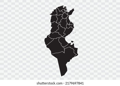 Tunisia Map black Color on White Backgound quality files Png 