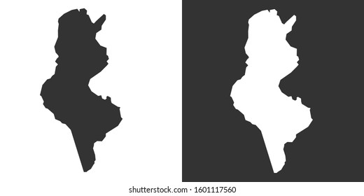 Tunisia Map With Black and White Vector