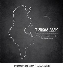 Tunisia map blackboard chalkboard vector