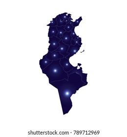 Tunisia map - blue geometric rumpled triangular low poly style gradient graphic background , polygonal design for your . Vector illustration eps 10.