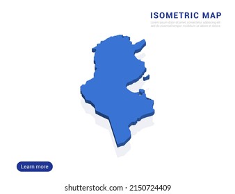 Tunisia map blue isolated on white background with 3d isometric vector illustration.