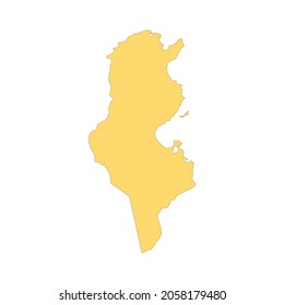 Tunisia map color line element. Border of the country. UI UX GUI design element. Editable stroke.