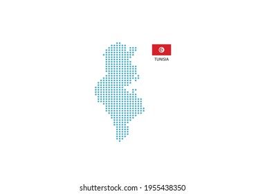 Tunesische Karte Design blauer Kreis, weißer Hintergrund mit Tunesier Flagge.