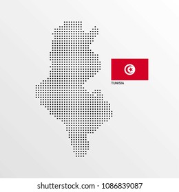 Tunisia Map design with flag and light background vector 