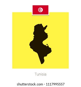 Tunisia map design with flag and yellow background vector