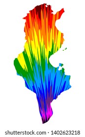 Tunisia - map is designed rainbow abstract colorful pattern, Republic of Tunisia map made of color explosion,