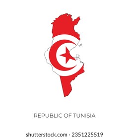 Tunisia map and flag. Detailed silhouette vector illustration