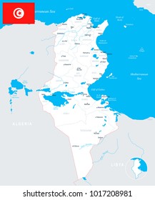 Tunisia map and flag - High Detailed Vector Illustration
