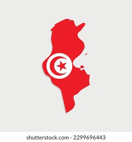 tunisia map with flag on gray background svg