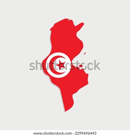 tunisia map with flag on gray background