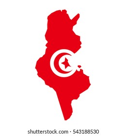 Tunisia map and flag in white background