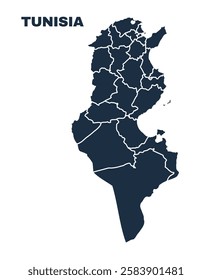 Tunisia map flat border outline vector