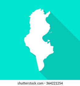 Tunisia map flat simple style with long shadow.